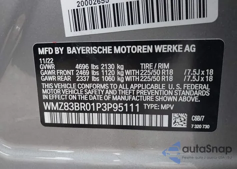 2023 Mini Countryman Cooper S z USA, uszkodzony, nr VIN WMZ83BR01P3P95111